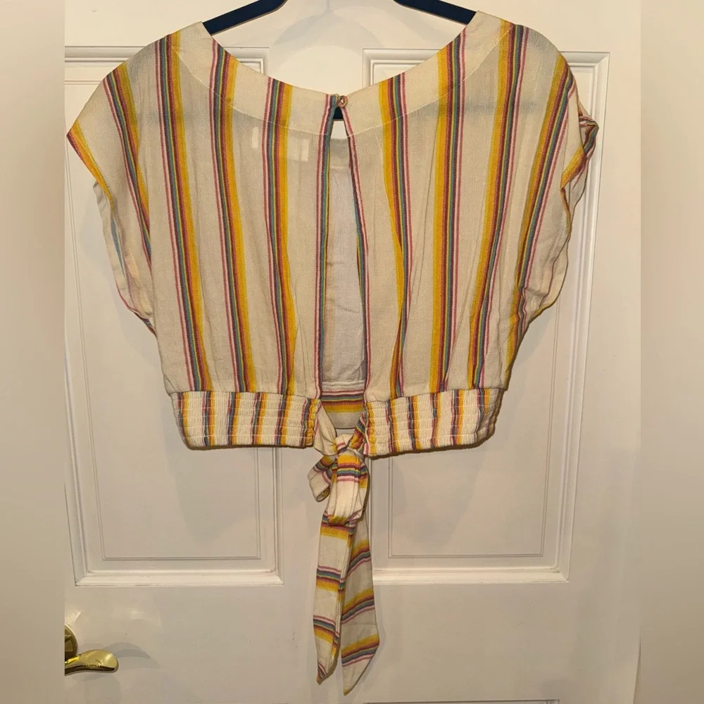 Striped Yellow and White Jumpsuit - Picture 6 of 10